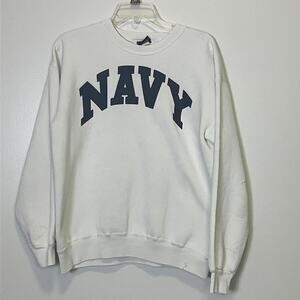 Vintage NAVY Midshipmen Jansport Crewneck Sweatshirt Size L White Spellout NCAA